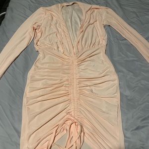 Blush PrettyLittleThing Bodycon Ruched Dress